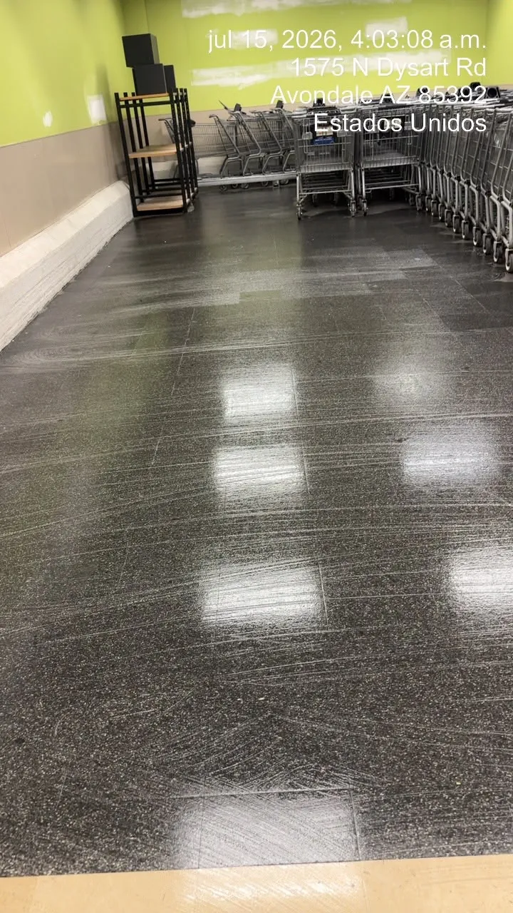 Commercial floor scrubbed to a shine