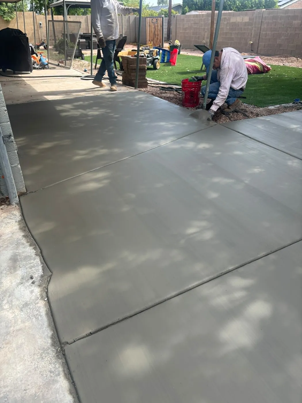 Fresh concrete driveway poured by the FECS crew