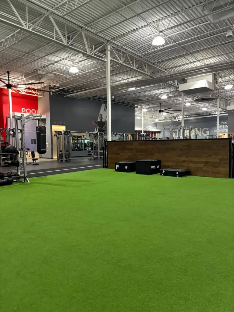 Artificial turf installed in a gym
